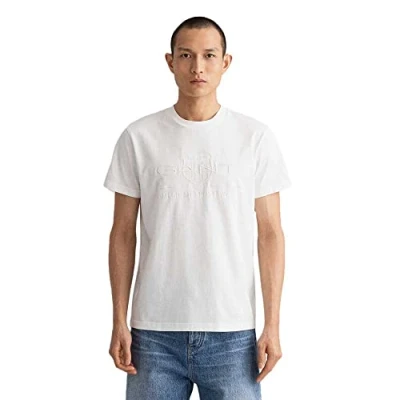 Afbeelding van GANT Tonal Shield Tshirt basic, Heren, Maat: Medium, Weiß