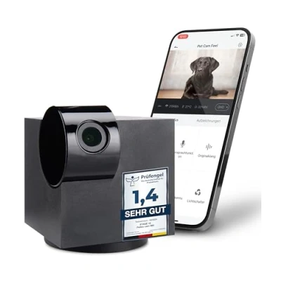 Afbeelding van PetTec toezichtscamera Full HD 360 WiFi Nachtzicht Autom. geluidsherkenning voor huisdier/hond/baby/security, video’s opnemen en delen, huisdiercamera met App (IOS/Android)