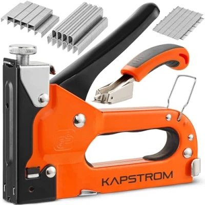 Afbeelding van KapStrom Premium 5 in 1 nietpistoolset, robuuste handnietmachine met precisie nietjesverwijderaar en 1500 nietjes voor houtbewerking, stoffering handwerk