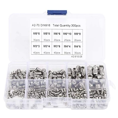 Afbeelding van Inbusbout, 300 stks Inbusbout Assortiment Kit 304 Roestvrij Staal M3 M4 M5 M6 M8 Stelschroef