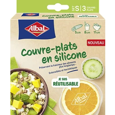 Afbeelding van Albal Afdekhoes van siliconen, 3 stuks, herbruikbaar en duurzaam, voor vaatwasser, vriezer, magnetron, 5 cm + 8 11