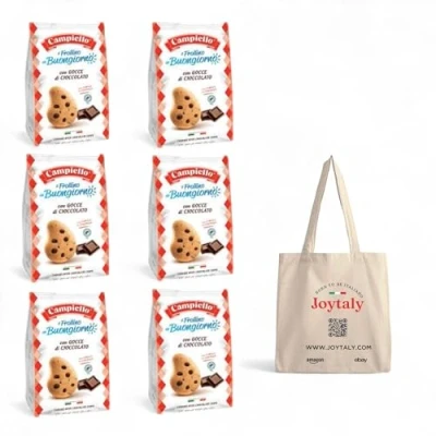 Afbeelding van 6x Campiello i Biscotti del Buongiorno Frollini con gocce di cioccolato shortbread met chocoladestukjes 700g biscuits koekjes 100% Italiaanse