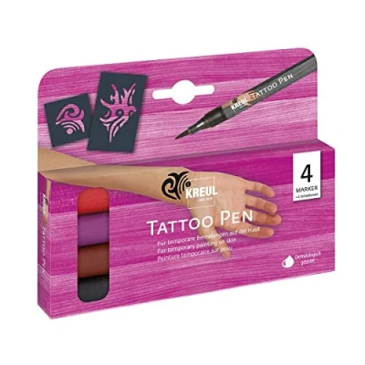 Afbeelding van TATTOO set met 4 pennen en 2 sjablonen
