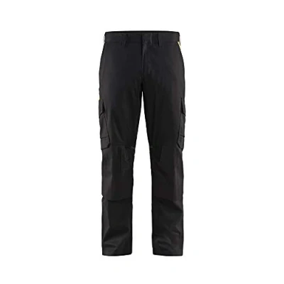 Afbeelding van Blaklader Industrie werkbroek stretch met kniezakken 1448 1832 Zwart/High Vis Geel C60