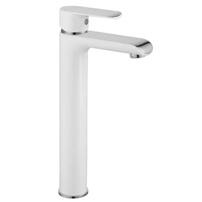 Afbeelding van REA Bloom Wastafelkraan/ Mengkraan Opbouw Hoog Model Glans Wit/Chroom