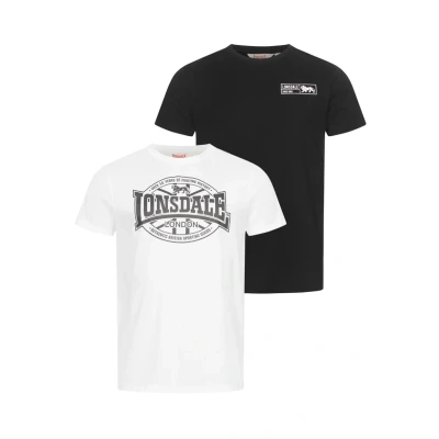 Afbeelding van Lonsdale Normale Passform Doppelpack Tshirt print, Heren, Maat: Large, Black white