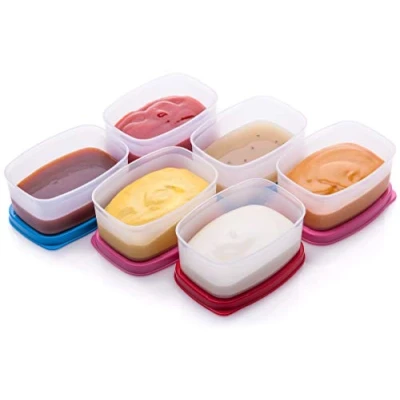 Afbeelding van Lekvrije voedselbewaardozen luchtdichte, magnetronbestendige kleine opbergdoos met deksel mini camping plastic bakjes set voor sauzen, dipsauzen en specerijen (85ml)
