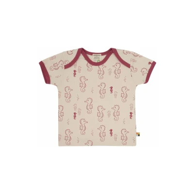 Afbeelding van loud + proud T shirt met print, van biologisch katoen, GOTS gecertificeerd, rood (rouge), 98 104