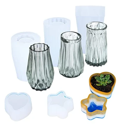 Afbeelding van Cayway 3 STKS Vaas Hars Mallen Siliconen Set en 2 Mould Bloempot Set, Gieten Sieraden Voor Epoxy Hars, Woondecoratie