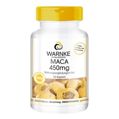 Afbeelding van Maca 450mg hoge dosering &amp; veganistisch geel macawortelextract 4500mg per dagelijkse dosis 60 capsules Warnke Vitalstoffe Duitse apothekerskwalitei