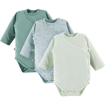 Afbeelding van Eevi Rompertjes Basic Groen Set van 3 Maat 62 2 t/m 4 maanden