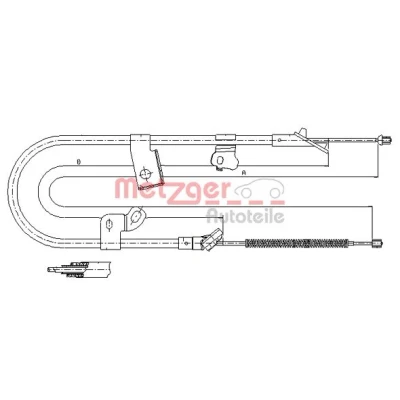 Afbeelding van METZGER 17.1075 Handremkabel Rechts achter 1480/1345mm Schijfremmen COFLE TOYOTA: Yaris I Hatchback (P1) 1.0, 1.3, 1.5, 1.4 D 4D 1999 2005