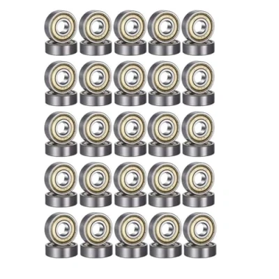 Afbeelding van 50 stuks 608zz kogellagers, metaal Double Shielded miniatuur groefkogellagers, voor skateboards, scooters, inline skates, 8 mm x 22 7