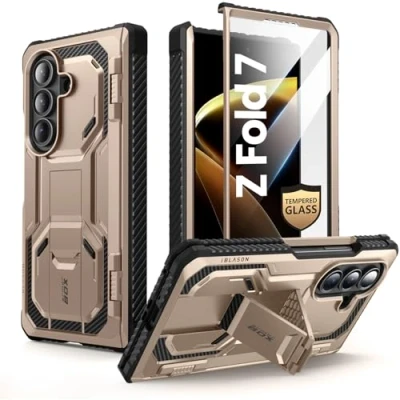 Afbeelding van i Blason Hoesje voor Samsung Galaxy Z Fold 7 met Opvouwbare Standaard [Gehard Glazen Schermbeschermer] [Scharnierbescherming] (Armorbox) Robuuste Schokbestendig Case 7, Desert