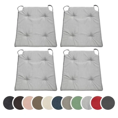 Afbeelding van sleepling 196502 4 delige set stoelkussens, zitkussens voor binnen en buiten, met klittenbandsluiting, 100% microvezel, made in EU, afmetingen: 42 (voor) 35 (achter) x 40 5 cm, lichtgrijs