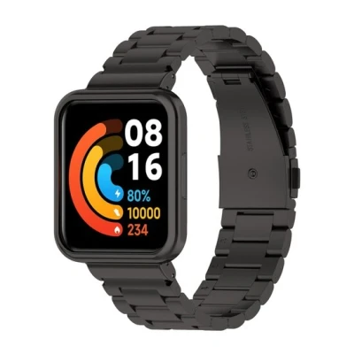 Afbeelding van Stalen schakelband met case Zwart Xiaomi Redmi Watch 2 (Lite)
