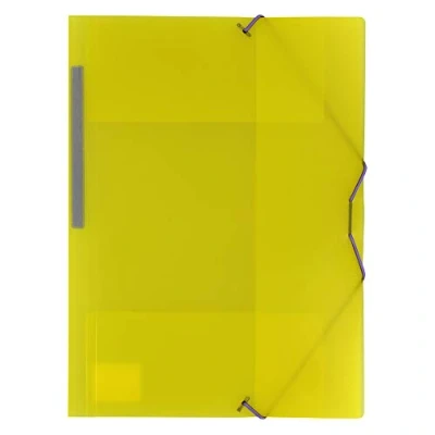 Afbeelding van grafoplás 04801260 Plastic map met elastiek en 3 flappen, kleur geel, maat DIN A4