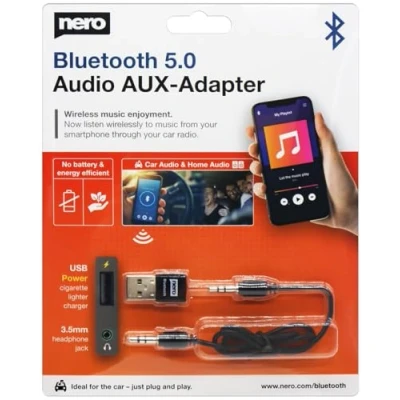 Afbeelding van Nero Bluetooth 5.0 Audio AUX adapter (bijv. voor auto/auto, hifi installatie, enz.)