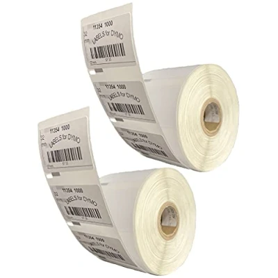 Afbeelding van LEYF Dymo etiketten voor labelwriter 11354 2 rol verpakking x 1000 stuks per = 2000 etiketten, zelfklevend, compatibel met en Seiko labelprinters, 57 32 mm, 2X11354