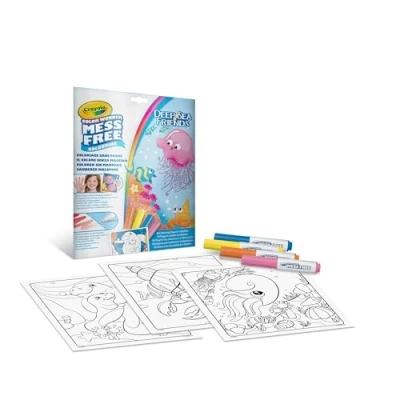 Afbeelding van Crayola Color Wonder, Kleurset met 18 kleurplaten en 4 vlekvrije stiften, onderwerp Zeevrienden, creatieve activiteit voor kinderen, leeftijd 3, 4, 5 jaar, artikelcode 75 2667
