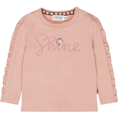 Afbeelding van Dirkje longsleeve met tekst en borduursels lichtroze