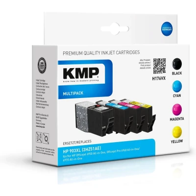 Afbeelding van KMP H176VX inktcartridge 4 stuk(s) Compatibel Extra (Super) hoog rendement Zwart, Cyaan, Magenta, Geel