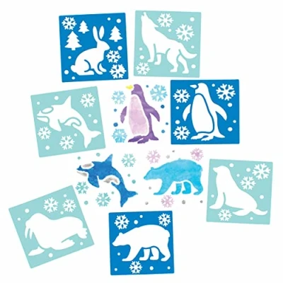 Afbeelding van Baker Ross FC269 Dieren stencils pak van 8, wasbare voor kinderen om kaarten, afbeeldingen, schilder en drukprojecten te versieren
