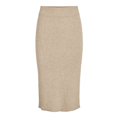 Afbeelding van VILA gebreide midi rok VIRIL beige