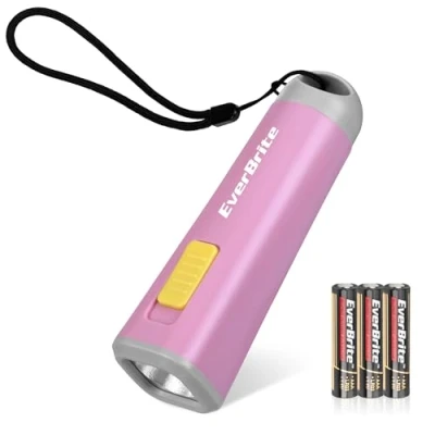 Afbeelding van EverBrite Mini LED Kids Zaklamp Lichtgewicht (46g) met Zacht Geel Licht voor Lezen, Kamperen en Noodgevallen Cadeau Kinderen, Roze