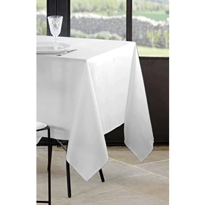 Afbeelding van Stof Lovely CASA Tafelkleed, afmetingen 145 x 300 cm, 100% polyester, kleur: wit, model Nelson, rechthoekig, tafellinnen, wasbaar op 30 graden, uitzonderlijke kwaliteit