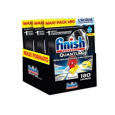 Afbeelding van Finish, Quantum Ultimate, 180 vaatwastabs, 3 verpakkingen met 60 tabletten, citroen 2520 g