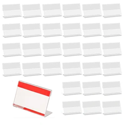 Afbeelding van 30 stuks transparante etikettenhouders, mini bordhouders van acryl, prijskaartjes, 8 x 5 cm