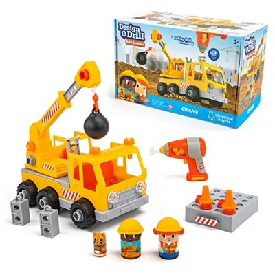 Afbeelding van Learning Resources Design &amp; Drill Bolt Buddies kraan, speelgoed met beweegbare kraan en elektrische speelgoedboor, STEM voor peuters kleuters, leeftijd 3+