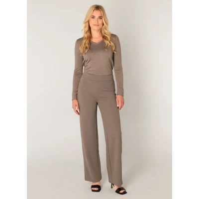 Afbeelding van Base Level wide leg broek Yarah taupe