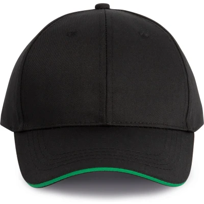 Afbeelding van WK. Designed To Work Contrasterende sandwichpet 6 panelen Oeko Tex WKP145 Black / Kelly Green