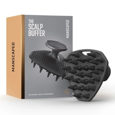 Afbeelding van MANSCAPED® The Scalp Buffer siliconen hoofdscrubber voor mannen Premium reinigende en exfoliërende haarborstel, ergonomisch handzaam ontwerp zachte hoofdhuidmassage (1 pack)