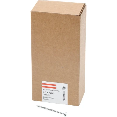 Afbeelding van Spaanplaatschroef verzinkt platverzonken kop TX25 deeldraad 4.5X70/42 (per 200 stuks)