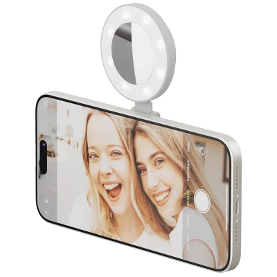 Afbeelding van SnapPocket Light Stone 2x helderder dan de iPhone flitser Magnetisch ontwerp 4 verstelbare helderheidsinstellingen Ingebouwde spiegel voor perfecte selfies Compatibel met en Android Opladen via USB C