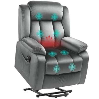 Afbeelding van HOMCOM Relaxfauteuil Sta op functie Vibratiemassage Grijs