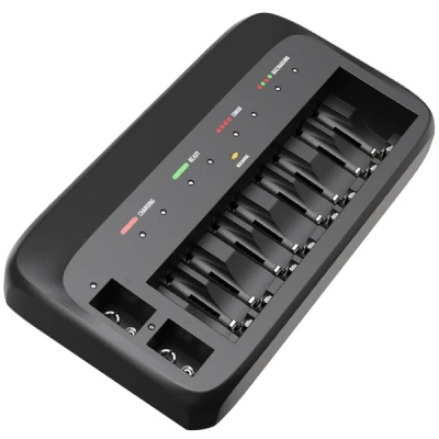Afbeelding van X10 batterij snellader voor 1 8 AA, AAA en 2 9V NiMH batterijen, met ontlaadfunctie