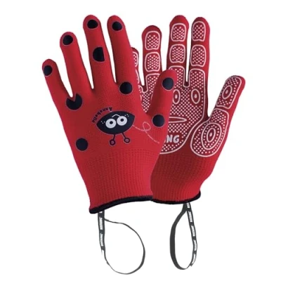 Afbeelding van Rostaing anabel it5 6 handschoenen kinderen lieveheersbeestjes. Leash pols handpalm antislip, rood, 20 x 11 1,5 cm
