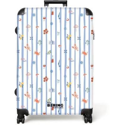 Afbeelding van NoBoringSuitcases.com® Koffer groot Reiskoffer lichtgewicht Gestreepte vakantie print kleurrijk Rolkoffer met 4 wielen Grote trolley XL 98 liter bagage