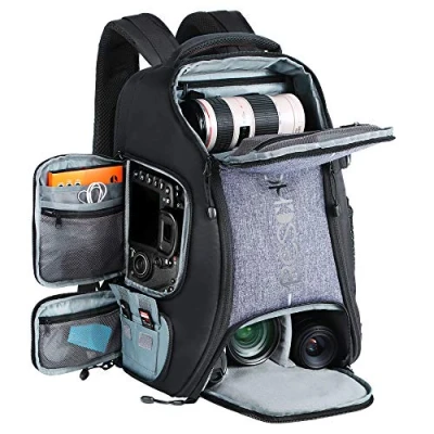 Afbeelding van Beschoi Waterdichte camera rugzak, grote capaciteit rugzak met statief riem, regenhoes, laptopvak voor digitale spiegelreflexcamera, Speedlite flitser, camerastatief, laptops, lens en accessoires