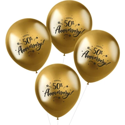 Afbeelding van Folat ballonnen Shimmer 50th Anniversary Goud 33 cm 4 stuks
