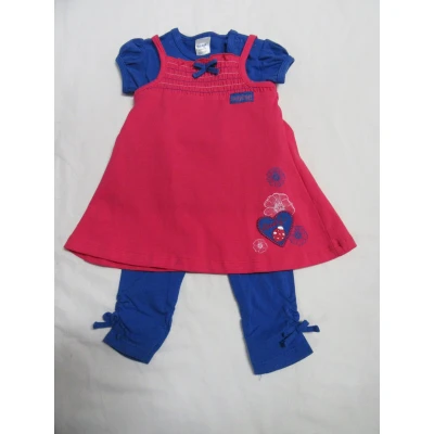 Afbeelding van dirkje , kledingset overgooier/tshirt/legging blauw fuchia 3 maand 62