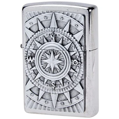 Afbeelding van Zippo 2005350 Compass Embleem benzine aansteker, messing, roestvrijstalen look, 1 x 6 cm