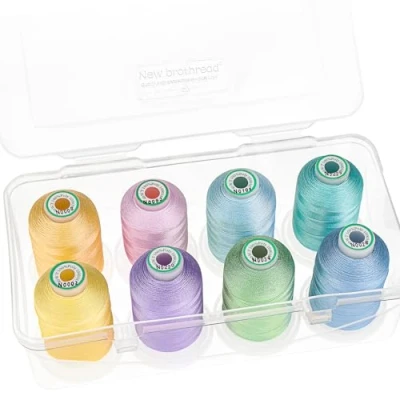 Afbeelding van New brothread 15 Opties 8 Opklikbare Spoelen van 1000m elk Polyester Machine Borduurgaren met Doorzichtige Plastic Opbergdoos voor Borduren en Quilten Pastel Colour