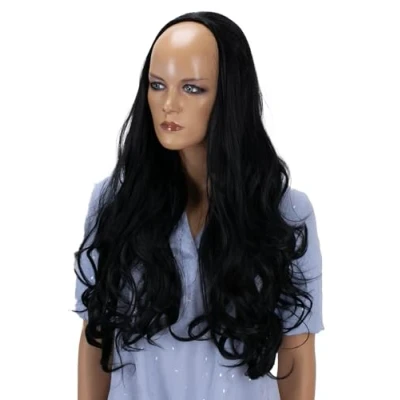 Afbeelding van CAISHA Halve Pruik Volumineus Lang Haar Cosplay Theatershow Golvend Zwart PH107