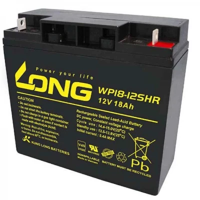 Afbeelding van Kung Long WP18 12SHR batterij PB kabel 12 volt met 18Ah, M5 platte poolschroefverbinding, 181 x 76 167 mm