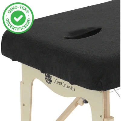Afbeelding van ZenGrowth Hoeslaken Massagetafel Zwart, Met uitsparing, 280gr/m², 192cm x 63 71cm, Badstof